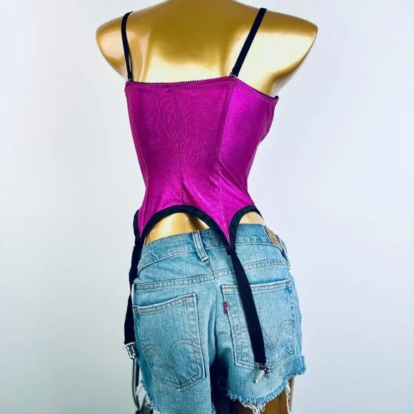 Vintage 90s pink metallic bustier corset top - Picture 8 of 8